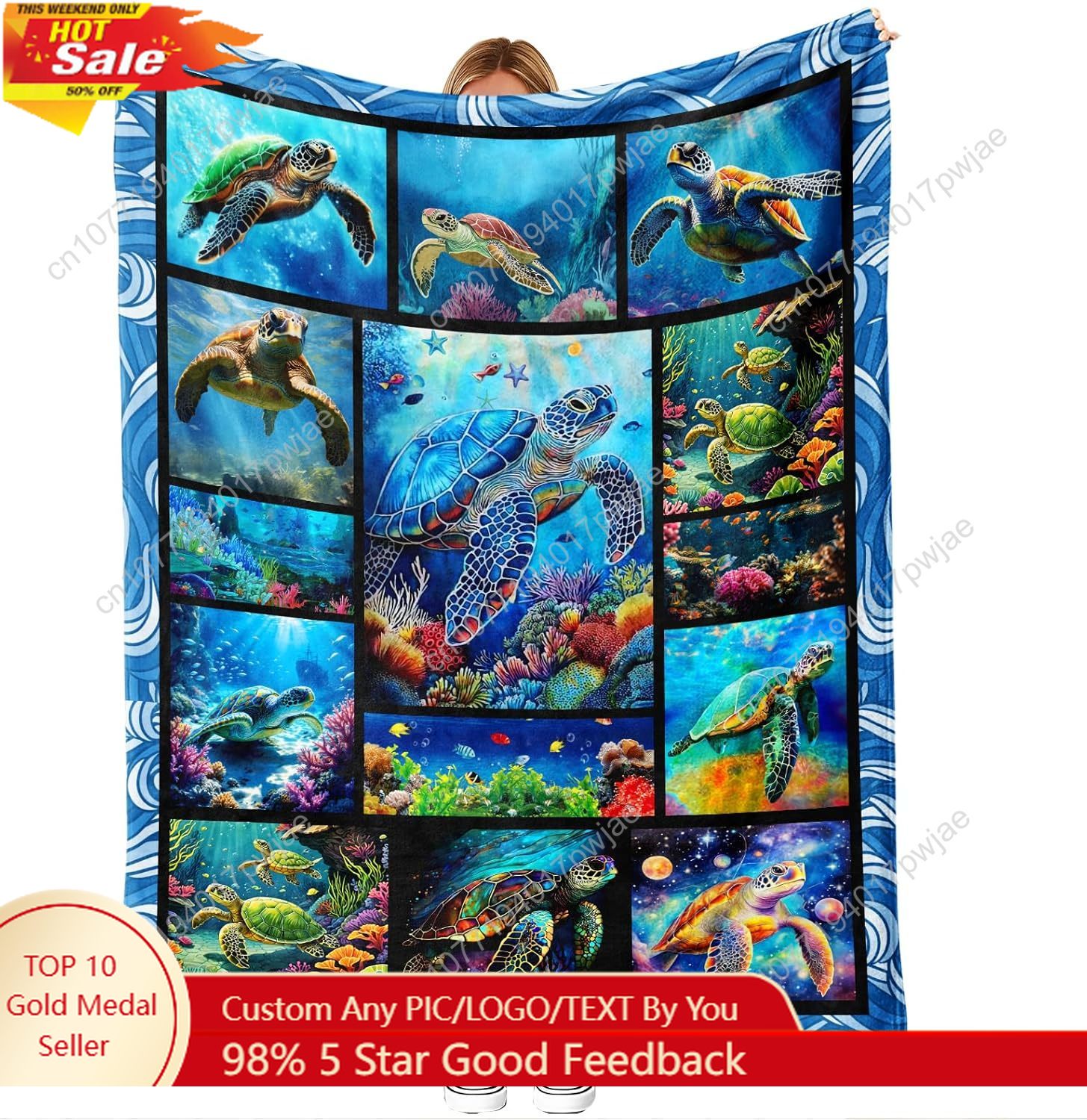Home Textiles Usa - Sea Turtle Flannel Throw Blanket Soft
