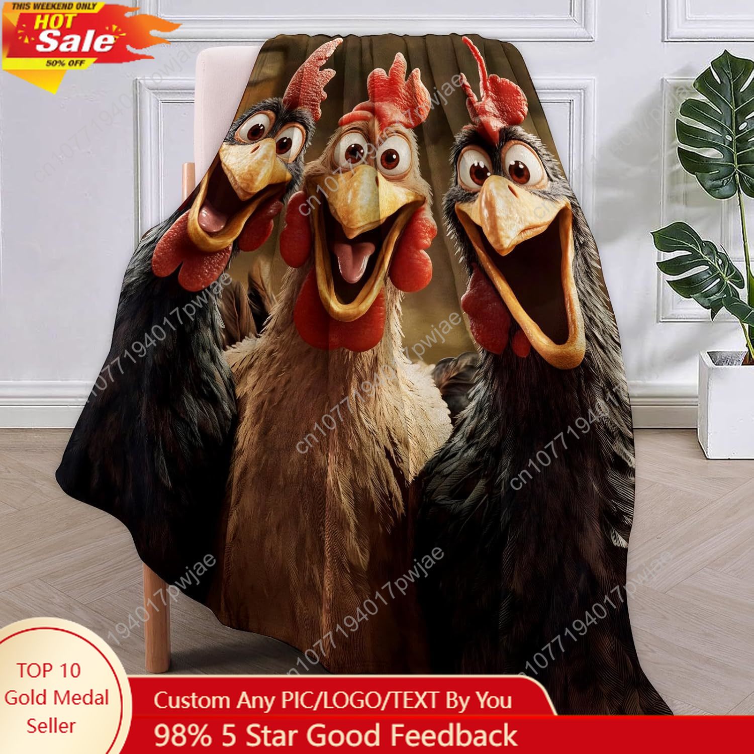 Home Textiles Usa - Chickens Blanket Gifts for Women, Cartoon