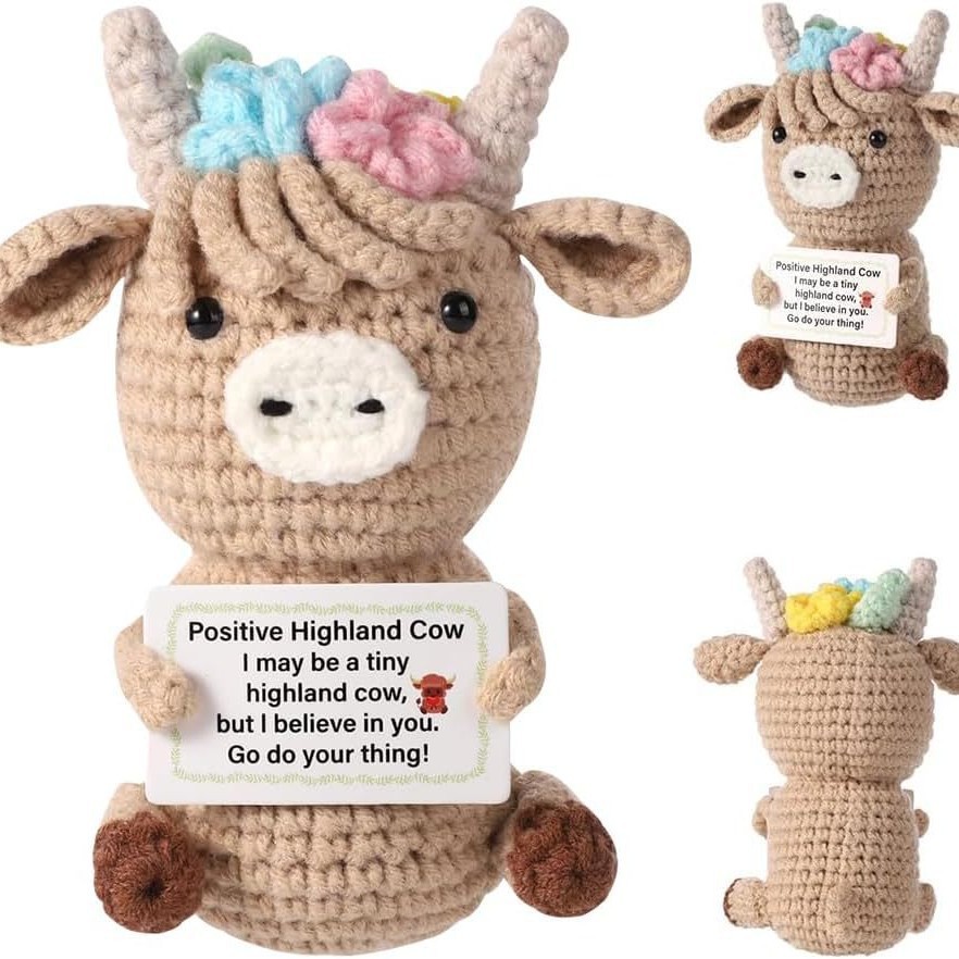 Home And Textiles Today - Crochet Emotional Cow Doll Decoration Desk