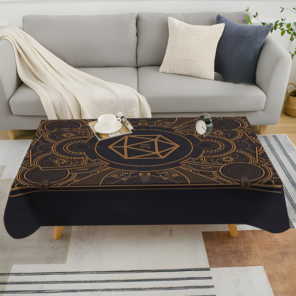 Home Textiles Usa - Steampunk Black Golden Gear Pattern Tablecloth