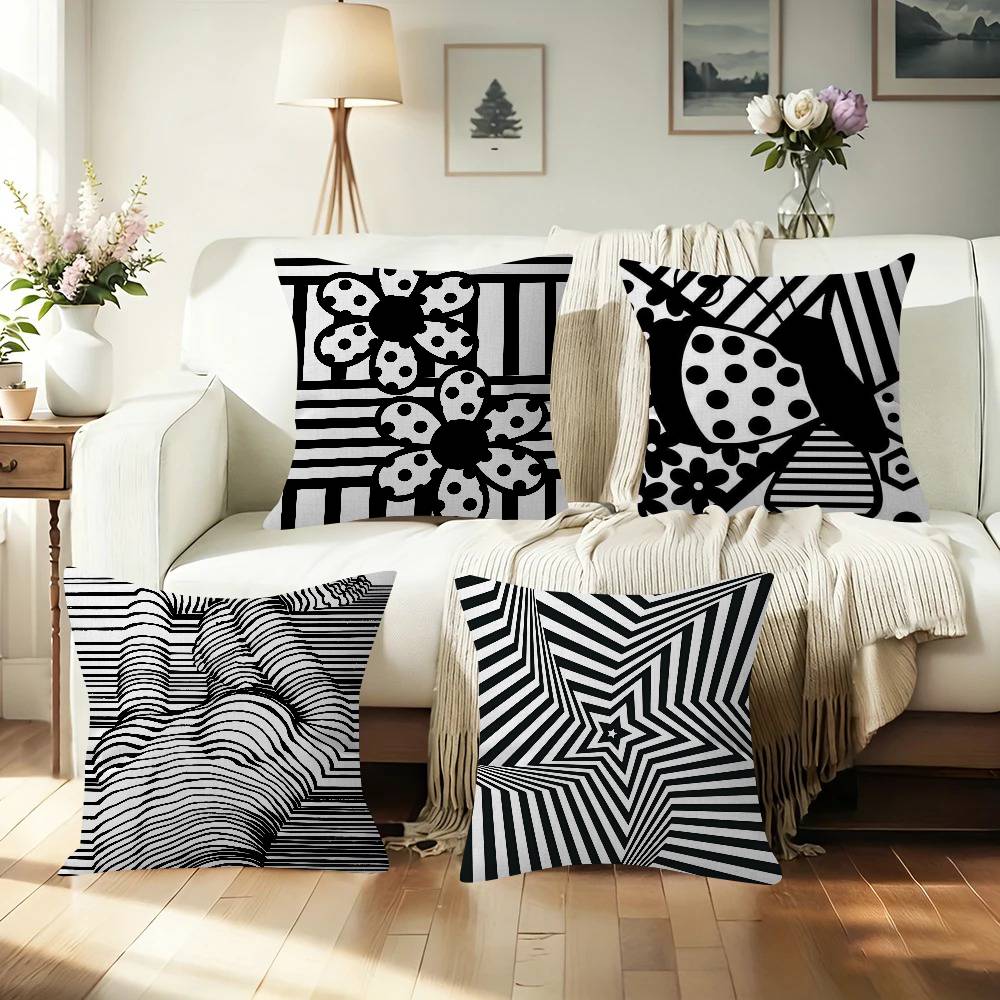 Home Lines Textiles - Black abstract line Pillow Anime Pillow