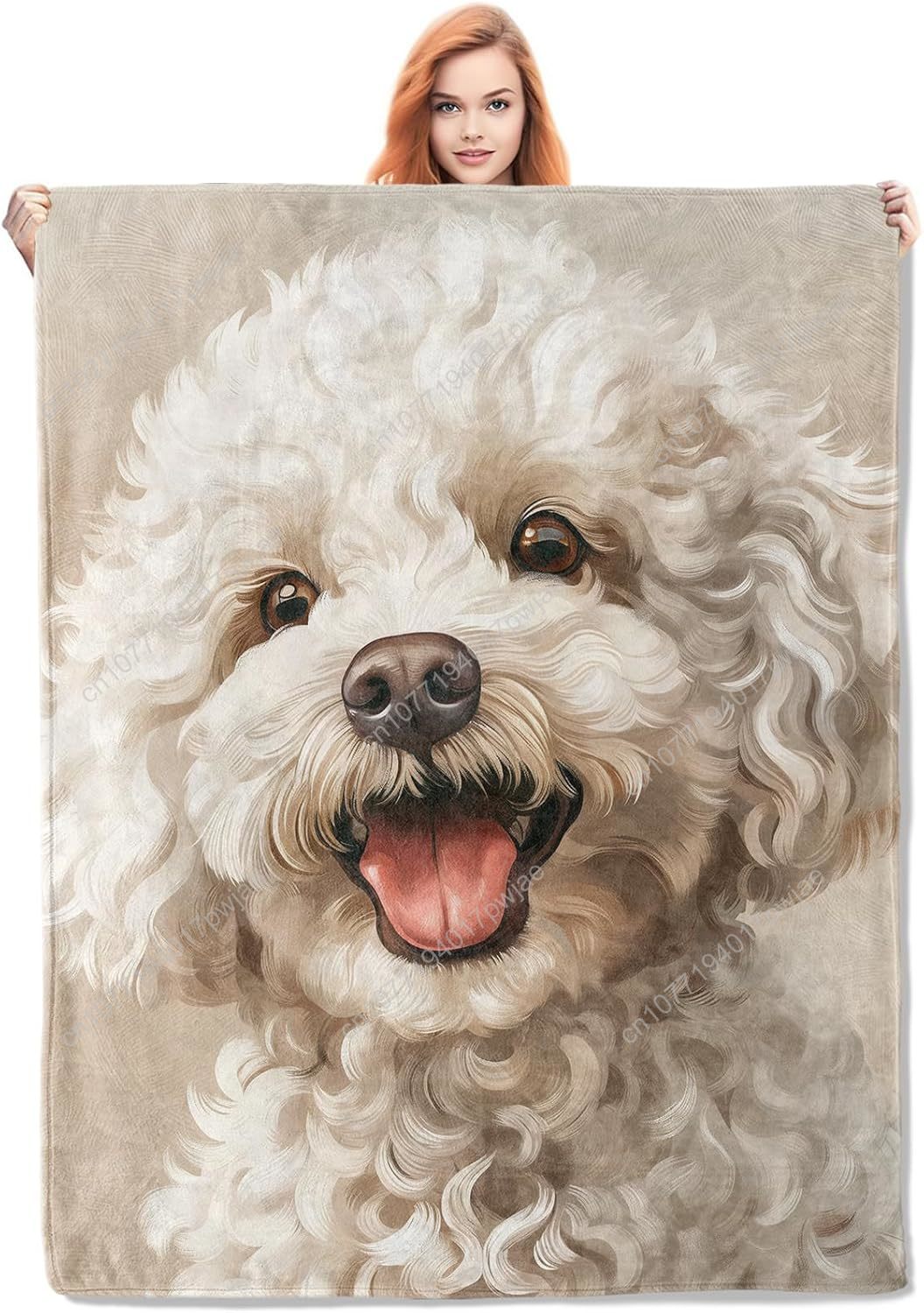 Home Textiles Usa - Joyful Poodle Portrait Blanket Realistic Dog