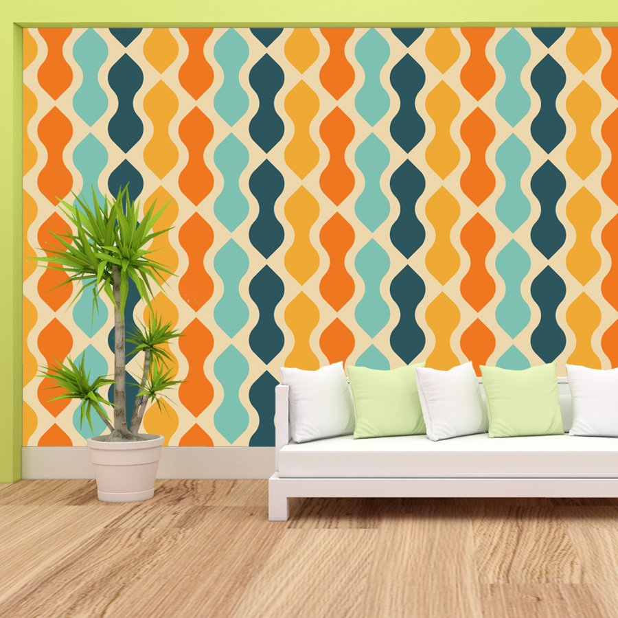 Home Lines Textiles - 15+ Retro Geometry Rainbow Line Self