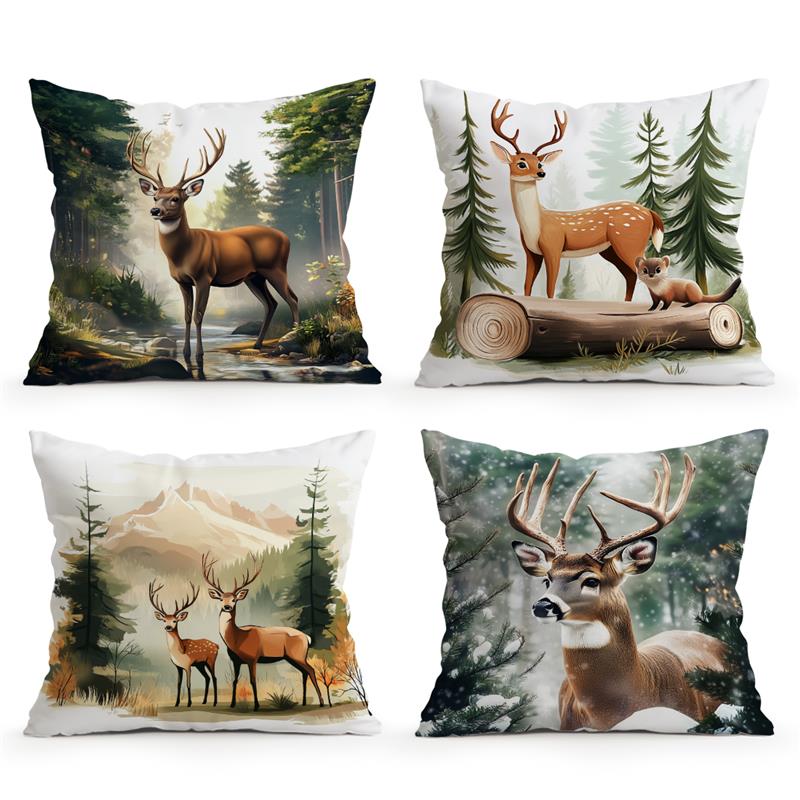 Home Textiles And Furnishing - Short plush material pillowcaseDeer And The