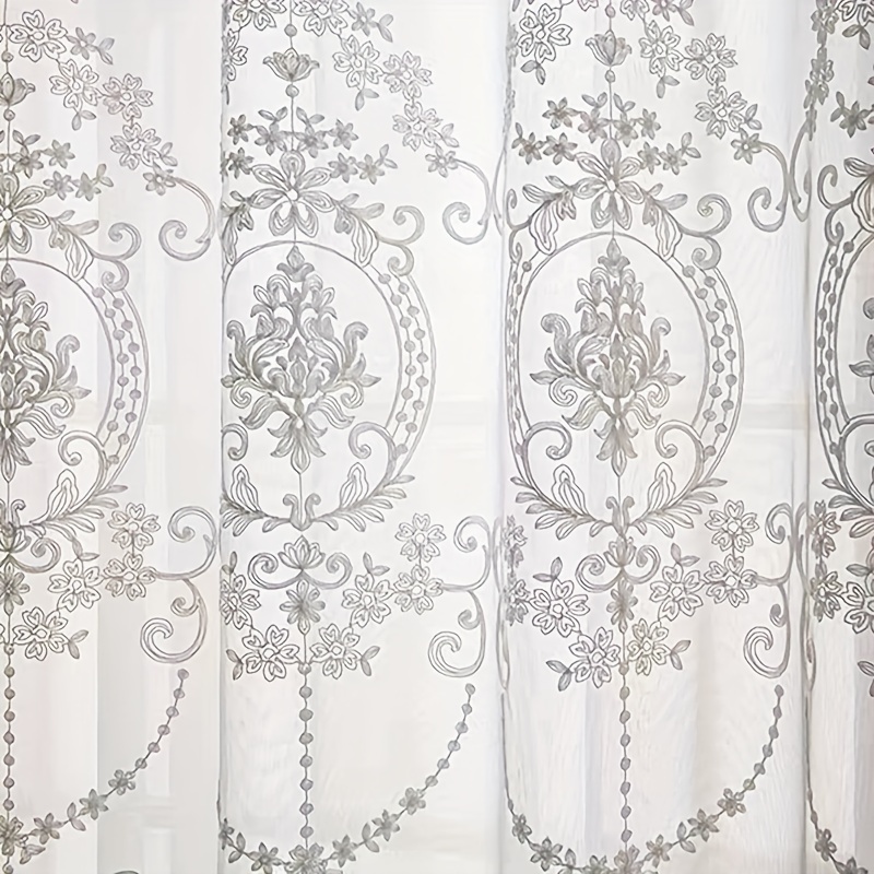 1pc White Embroidered Sheer Cu - đánh giá và giá Curtain Sheer Voile