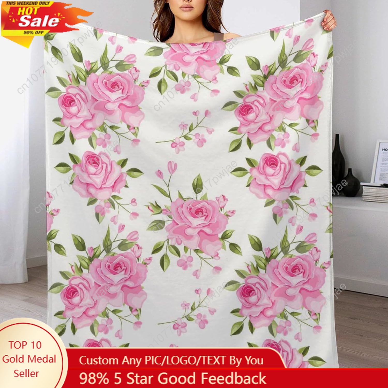 Pink Flower Throw Blanket Flor - đánh giá và giá Home Textiles Usa