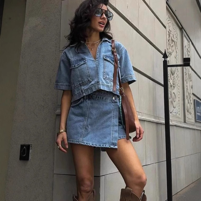 Women's 2 Piece Denim Outfits  - đánh giá và giá Quilt Cotton Summer