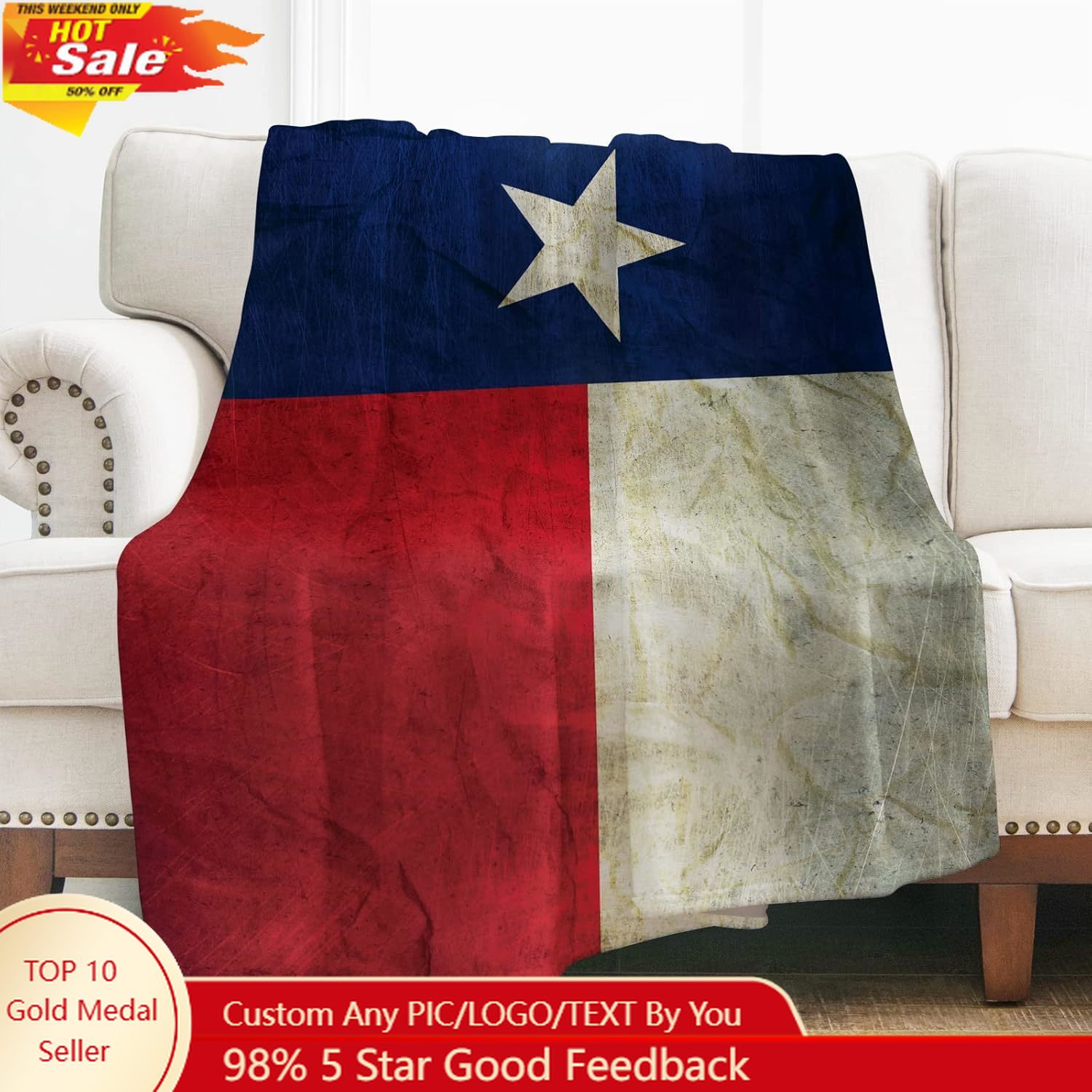 Levens Texas Flag Throw Blanke - đánh giá và giá Home Textiles Usa
