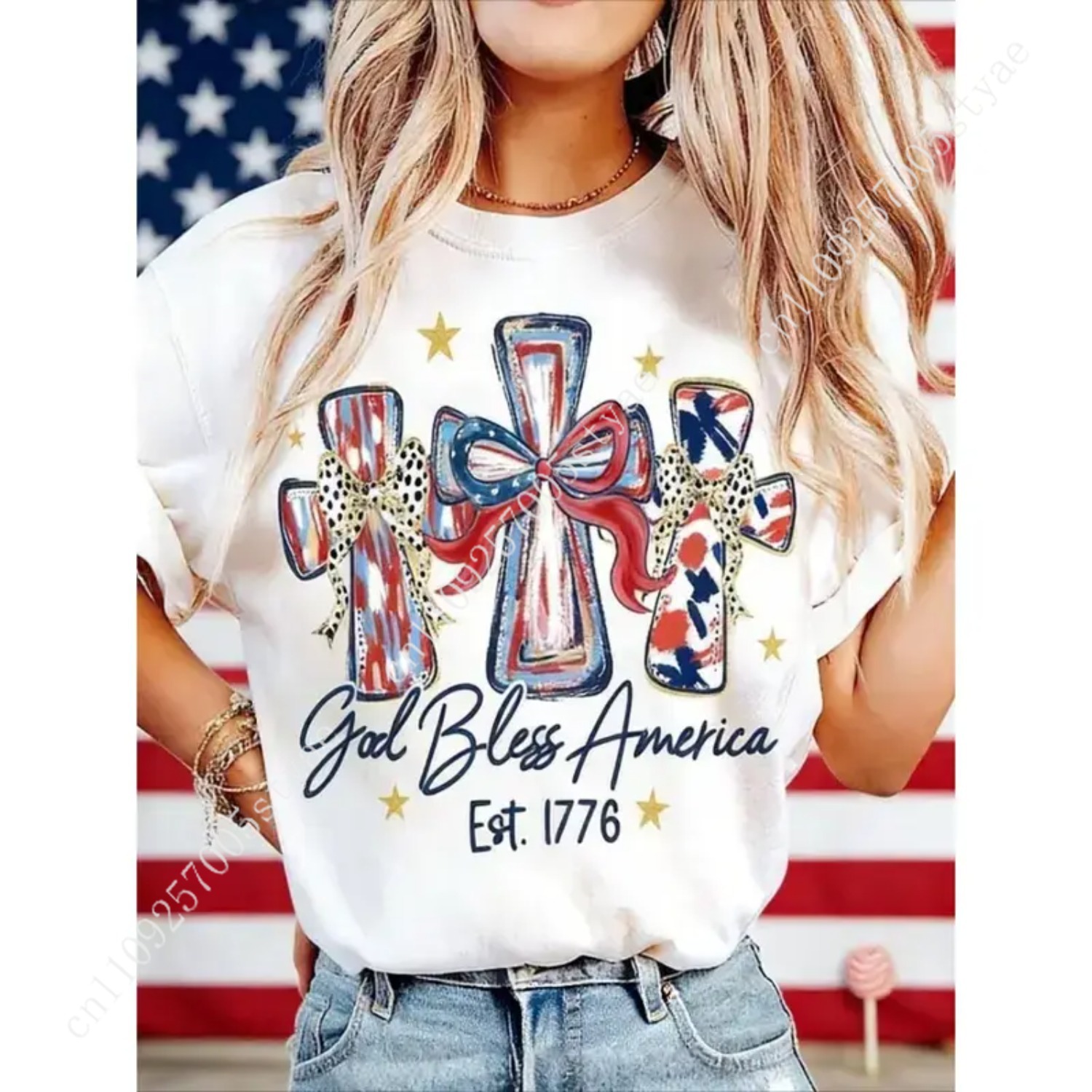 God Bless America Women T-shir - đánh giá và giá Quilt Cotton Summer