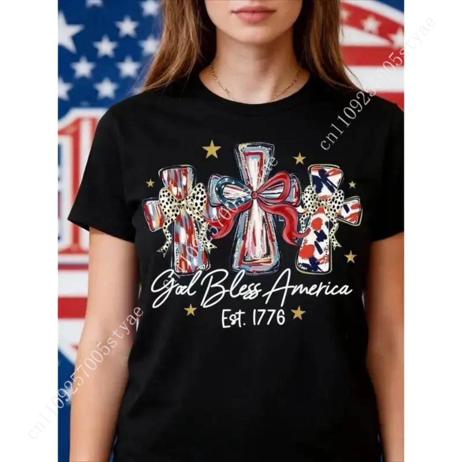 God Bless America Women T-shir - đánh giá và giá Quilt Cotton Summer
