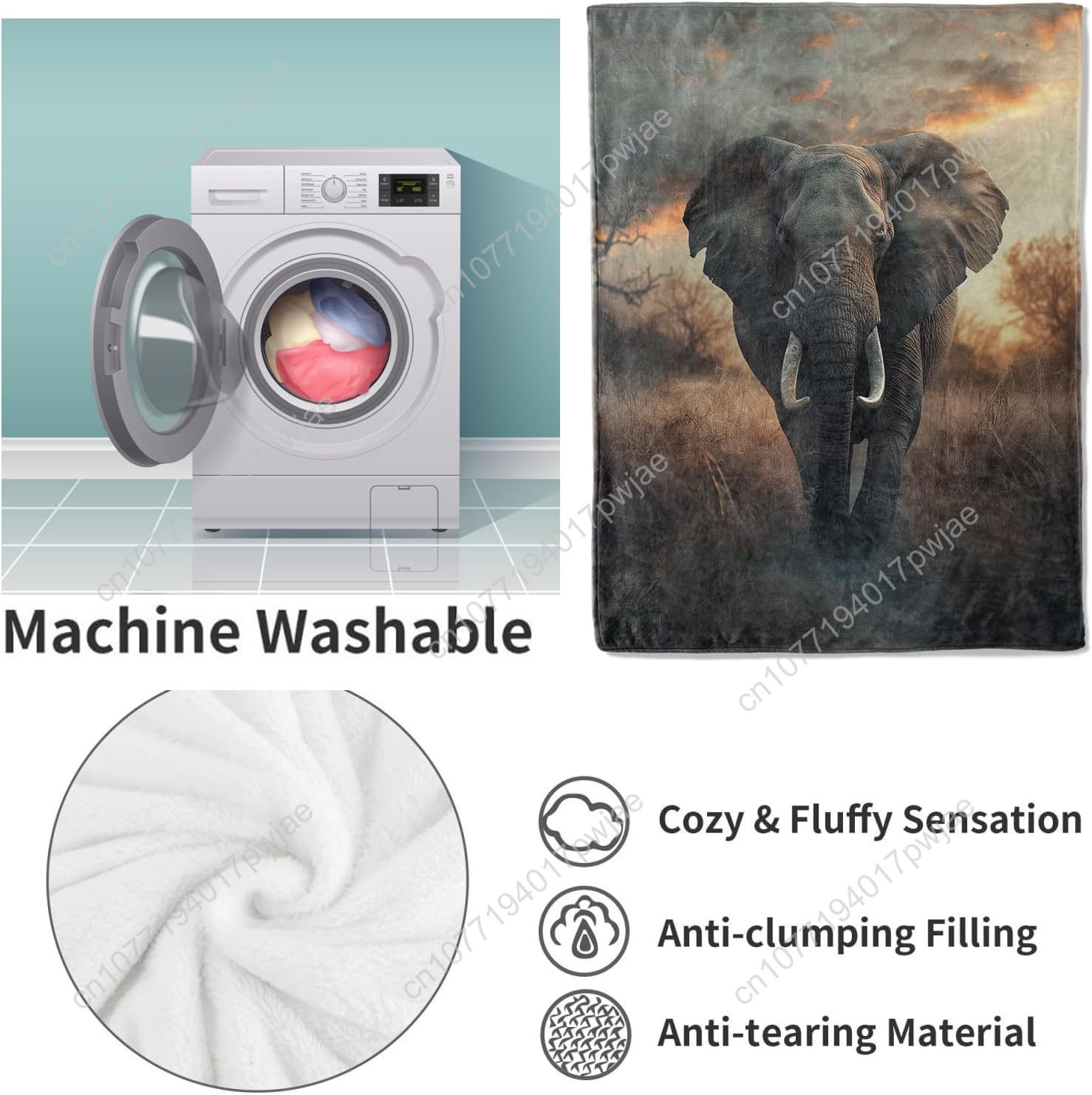 Elephant Fleece Blanket, Reali - đánh giá và giá Home Textiles Usa