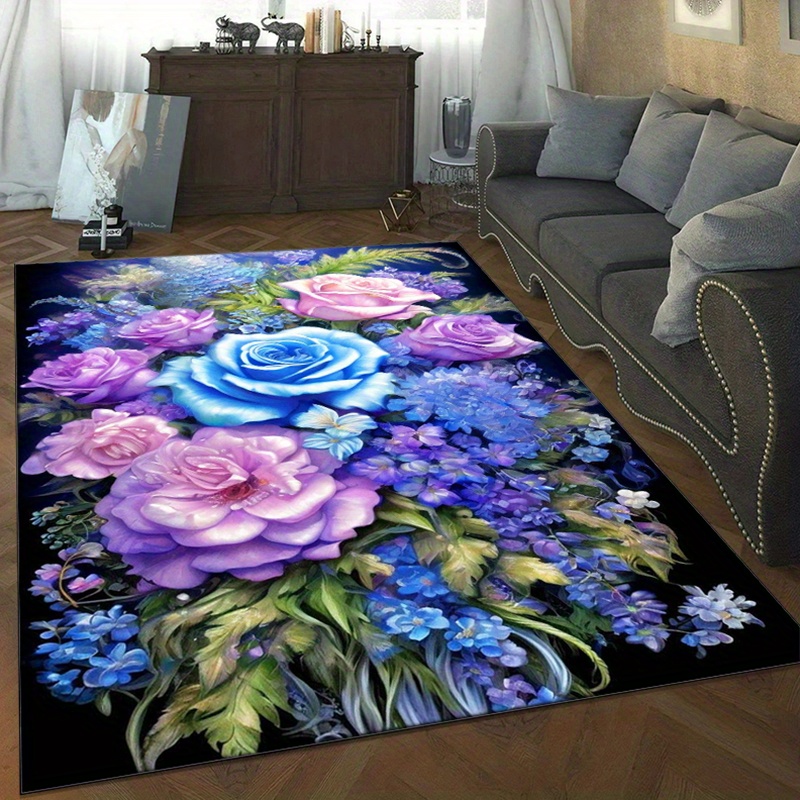 Floral rug with blue and purpl - đánh giá và giá Home Textiles And Furnishing