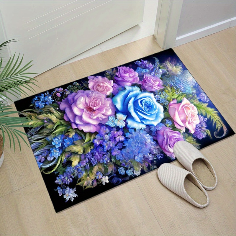 Floral rug with blue and purpl - đánh giá và giá Home Textiles And Furnishing