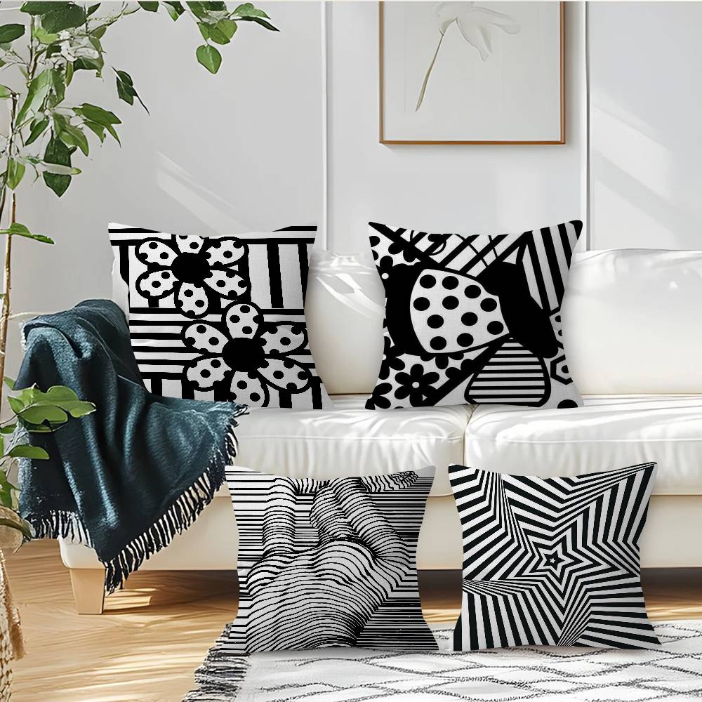 Black abstract line  Pillow An - đánh giá và giá Home Lines Textiles