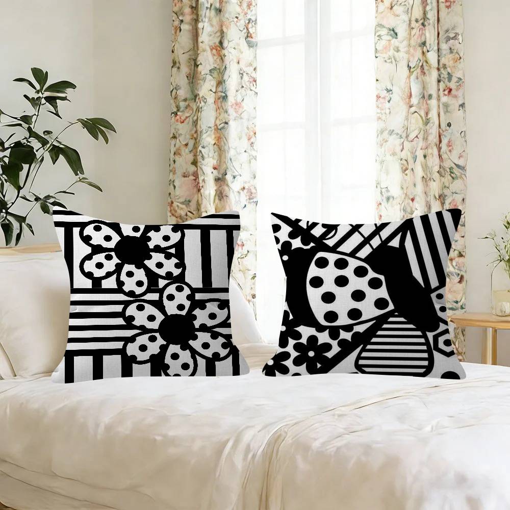 Black abstract line  Pillow An - đánh giá và giá Home Lines Textiles