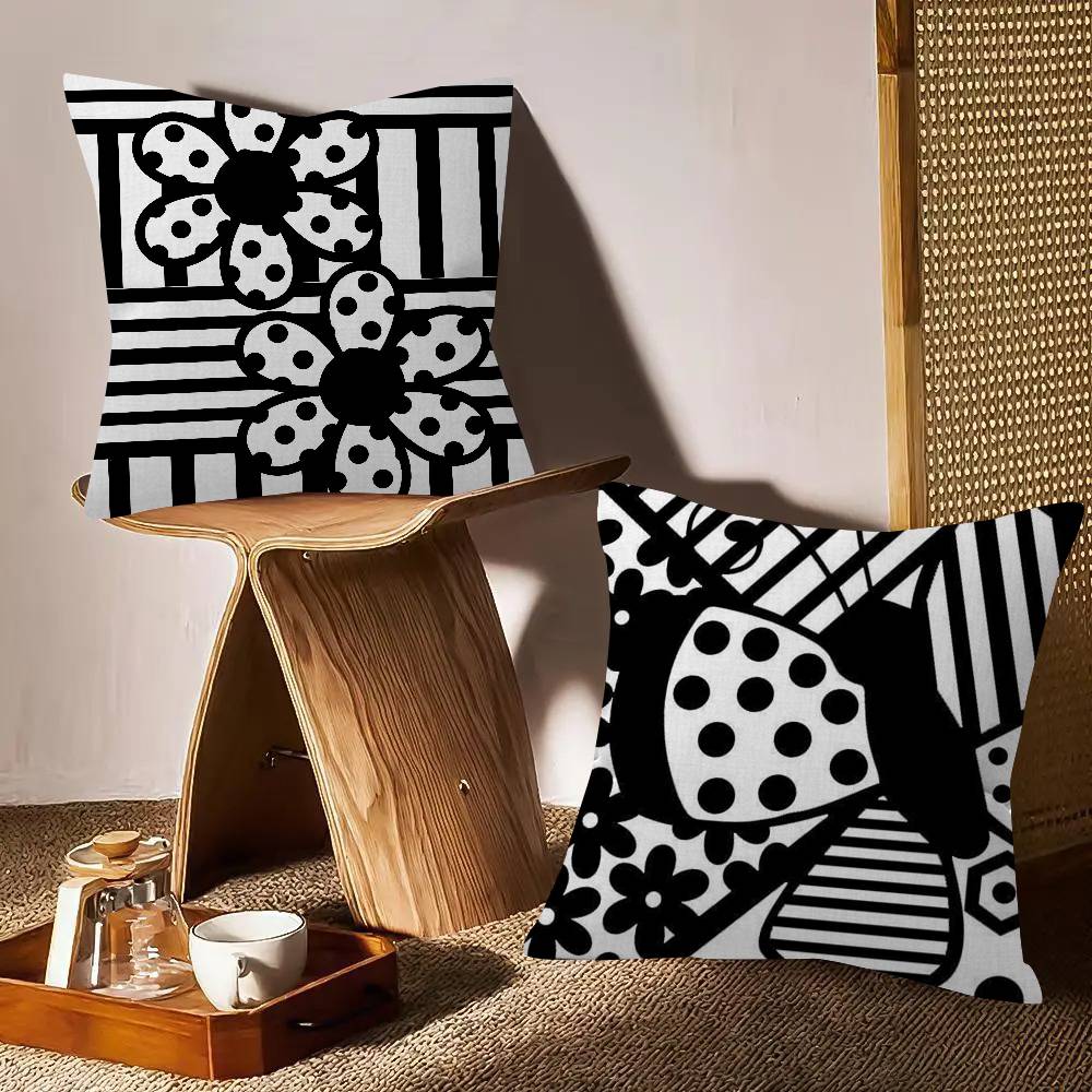 Black abstract line  Pillow An - đánh giá và giá Home Lines Textiles