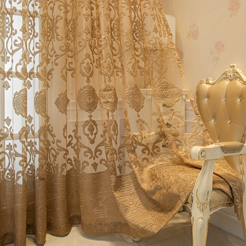 1pc Khaki 3D Embossed Sheer Cu - đánh giá và giá Curtain Sheer Voile