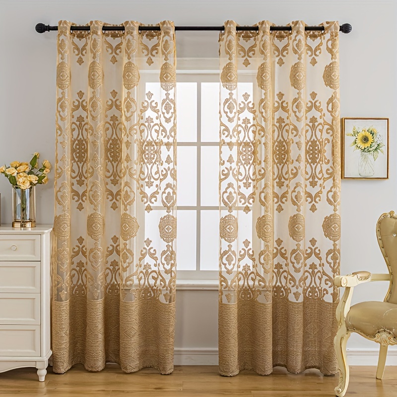 1pc Khaki 3D Embossed Sheer Cu - đánh giá và giá Curtain Sheer Voile
