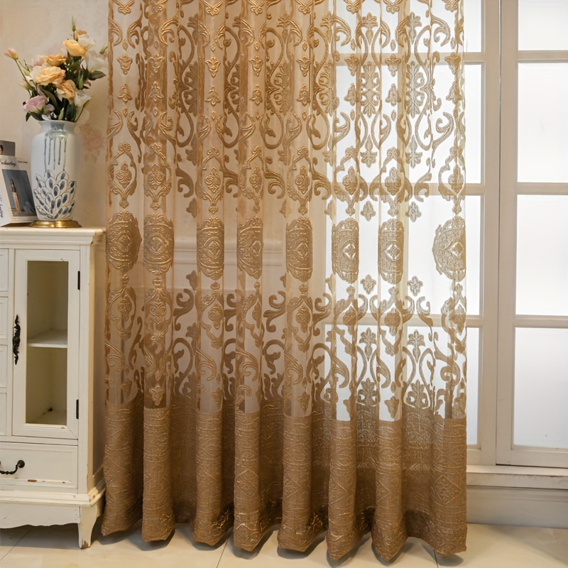 1pc Khaki 3D Embossed Sheer Cu - đánh giá và giá Curtain Sheer Voile