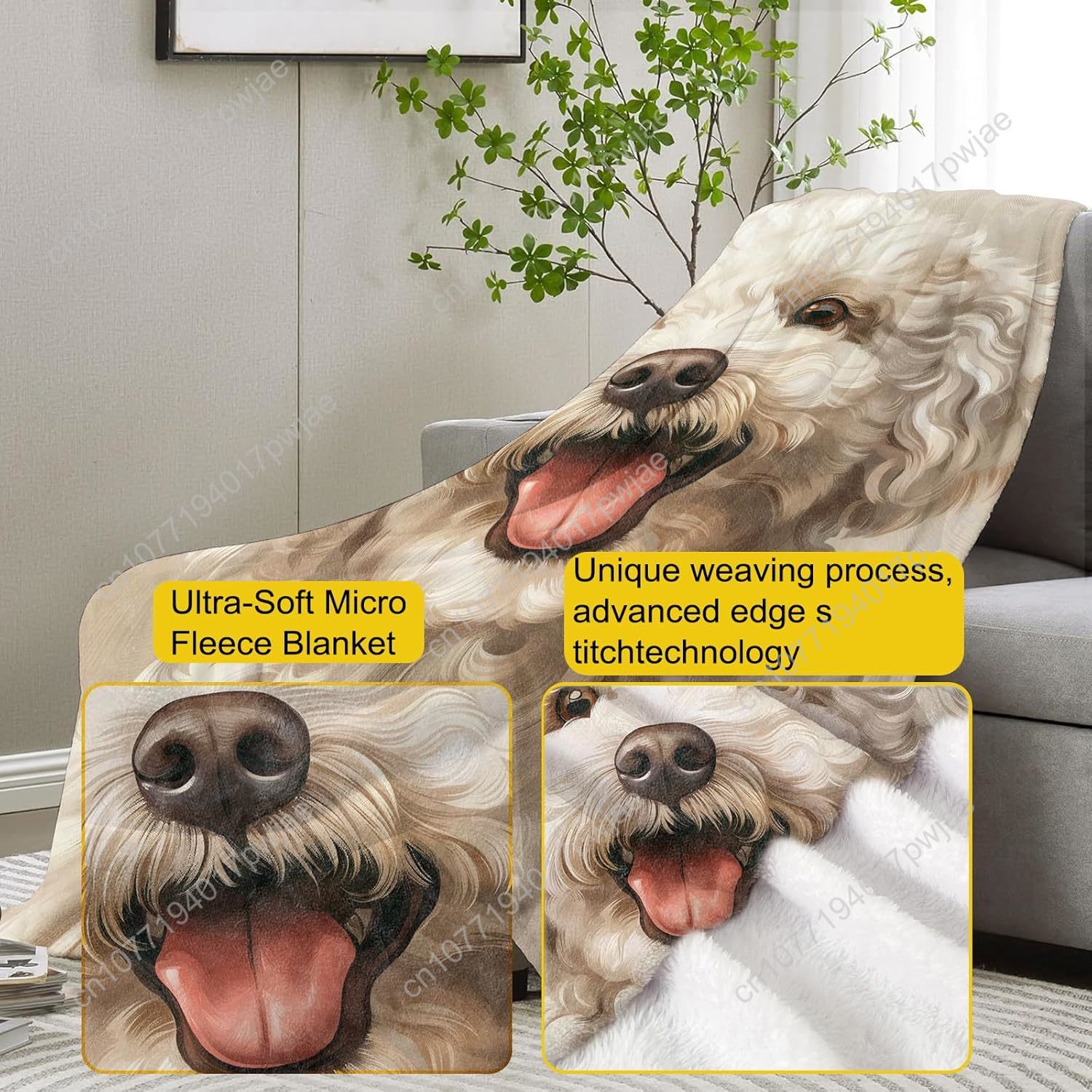 Joyful Poodle Portrait Blanket - đánh giá và giá Home Textiles Usa