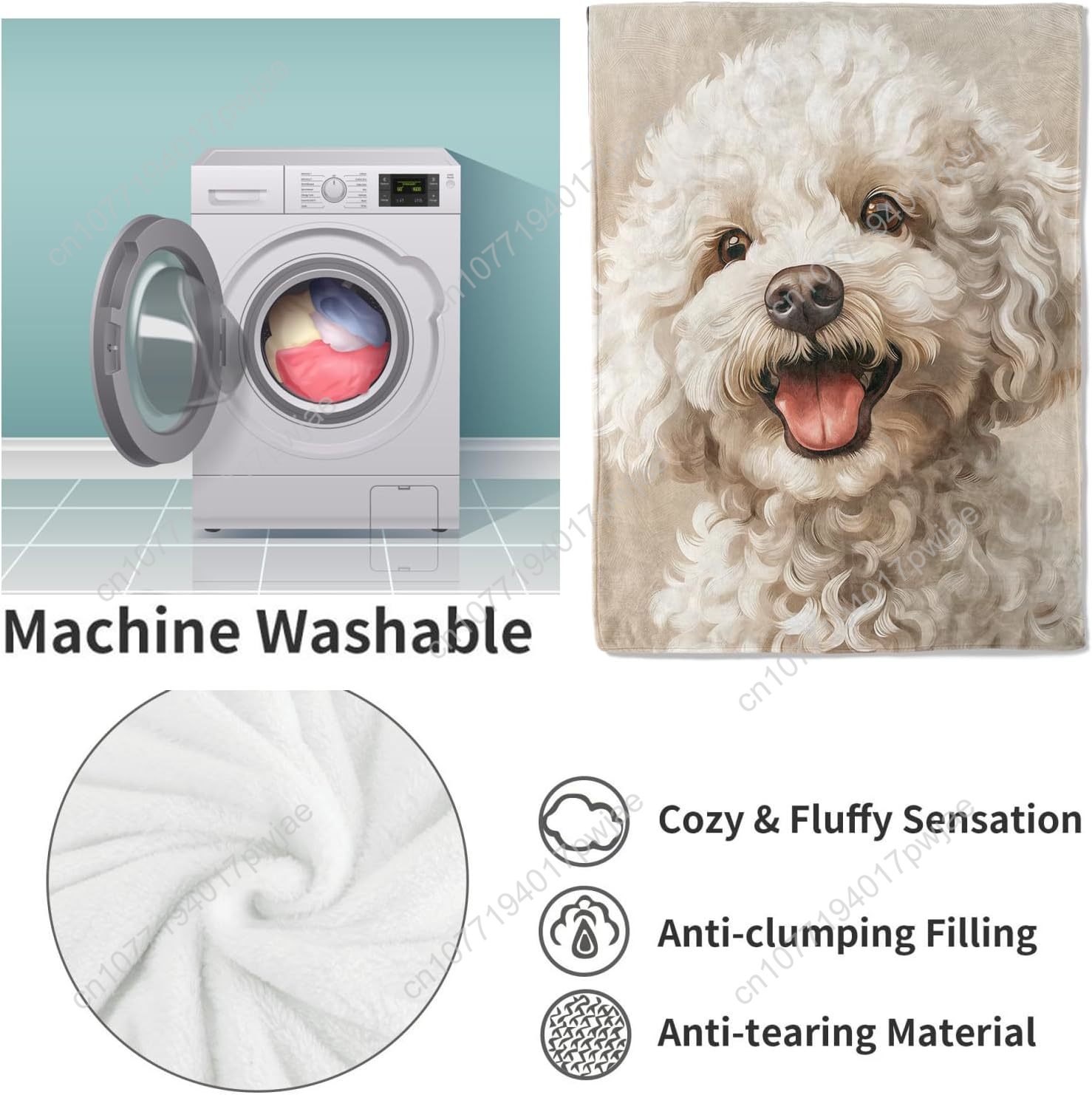 Joyful Poodle Portrait Blanket - đánh giá và giá Home Textiles Usa