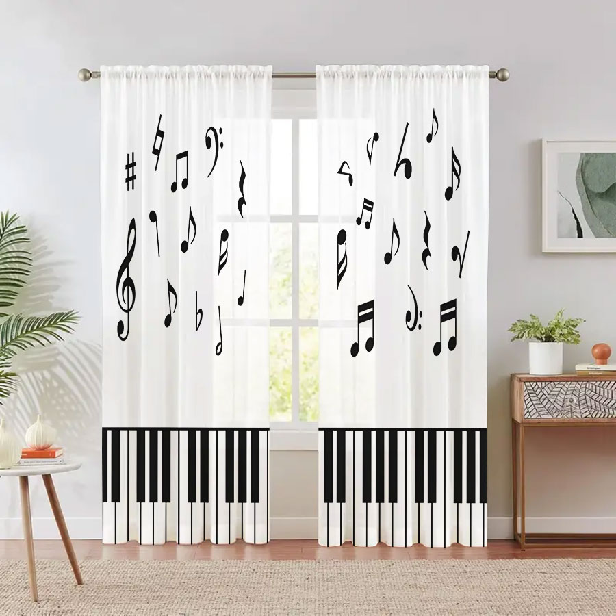 2PCS Digital Print Sheer Curta - đánh giá và giá Curtain Sheer Voile