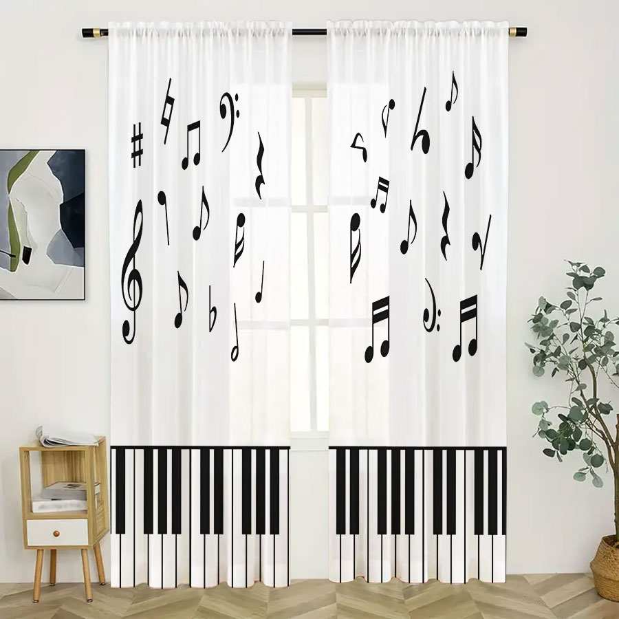 2PCS Digital Print Sheer Curta - đánh giá và giá Curtain Sheer Voile